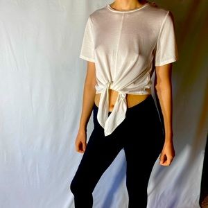 Forever 21 Tie Front Womens T-Shirt, Size S White Shirt Very Cute!